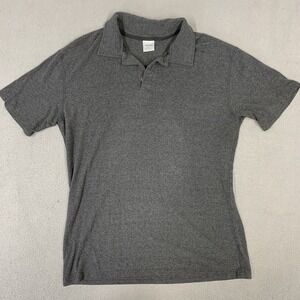 Abaka Polo Shirt Men's Size Large Short Sleeve Gray Viscose Bamboo/Cotton Blend